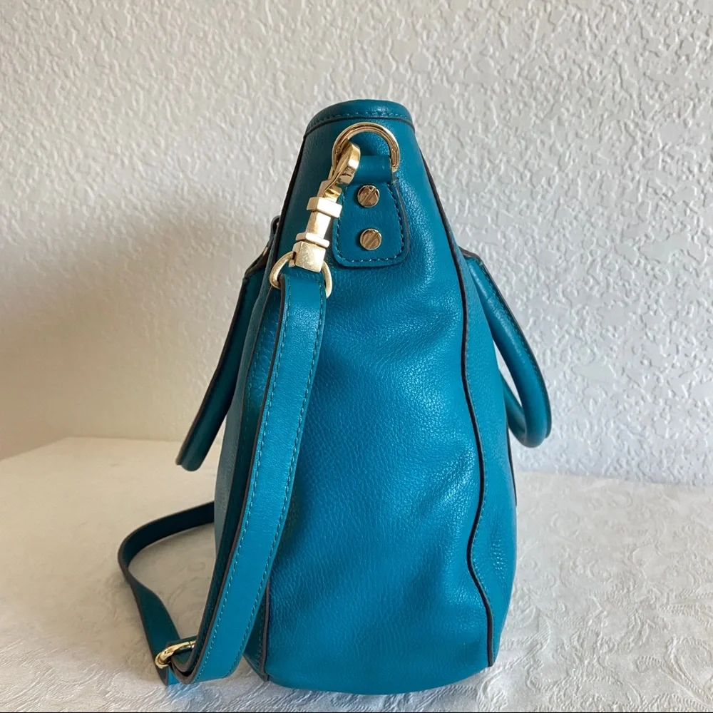 Tory Burch Teal logo Hobo 2 way Bag